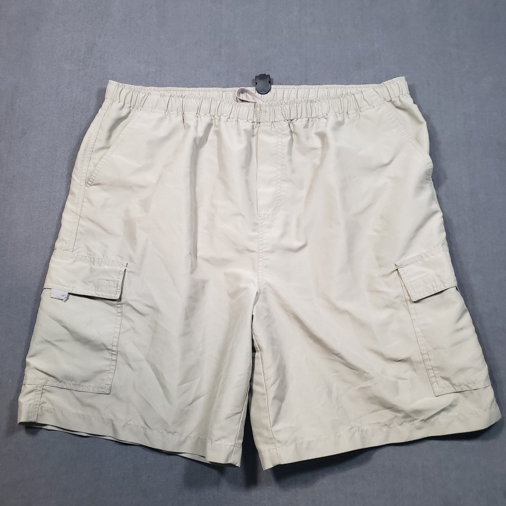 Quiksilver Cargo Shorts Mens XXL Tan Elastic Waist Hiking Outdoor N504224
